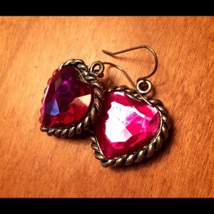 Pink heart dangle earrings